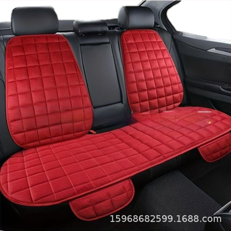 Talvine autoistmepadi ilma seljatoeta, ruudukujuline tikitud pehme, paelteta, soe kolmeosaline esi- ja tagarea ühe istmepadi