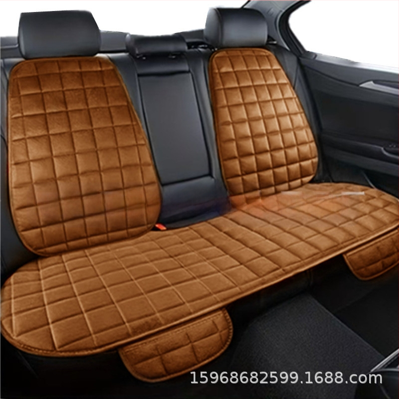 Talvine autoistmepadi ilma seljatoeta, ruudukujuline tikitud pehme, paelteta, soe kolmeosaline esi- ja tagarea ühe istmepadi