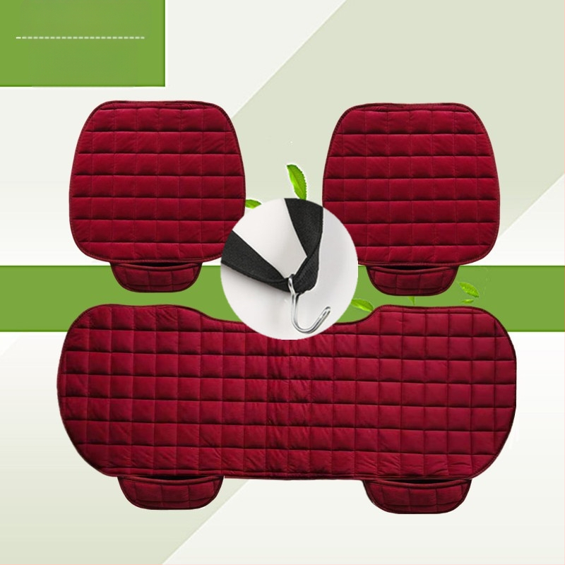 Talvine autoistmepadi ilma seljatoeta, ruudukujuline tikitud pehme, paelteta, soe kolmeosaline esi- ja tagarea ühe istmepadi