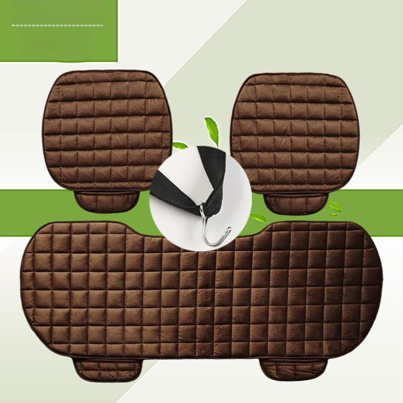 Talvine autoistmepadi ilma seljatoeta, ruudukujuline tikitud pehme, paelteta, soe kolmeosaline esi- ja tagarea ühe istmepadi