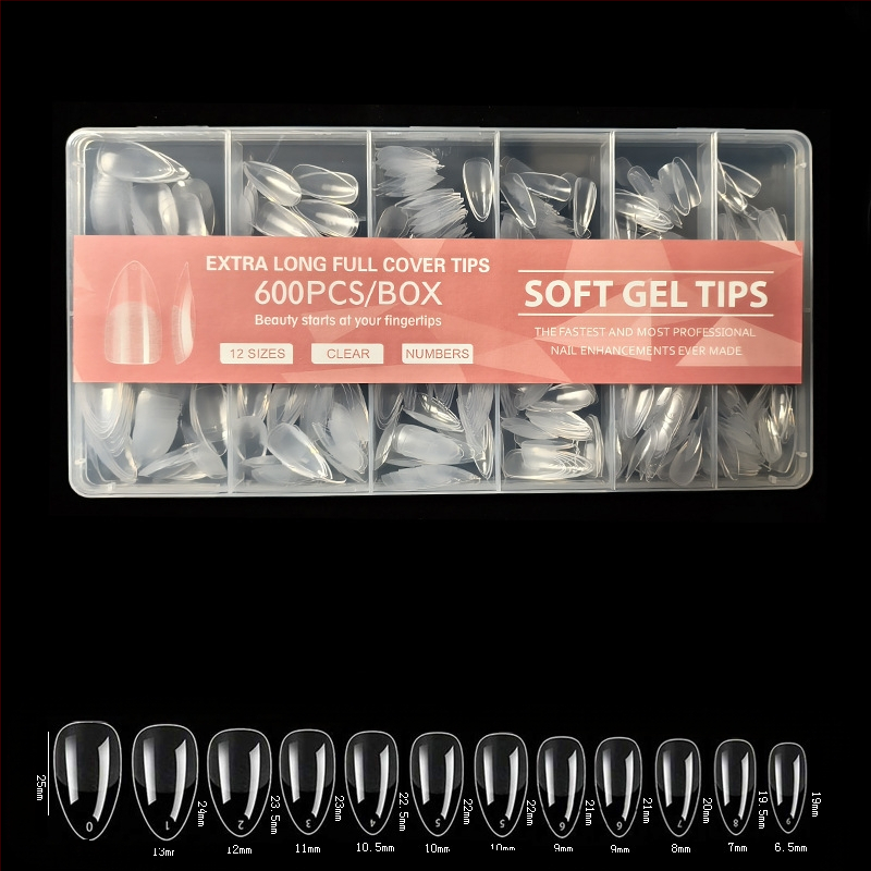 600 karbis küünekunsti küünetükki, volditud, jäljeta, nikerdamata, täiskleebisega, poolmatt, lühike, ruudukujuline, balleti kunstküüneplaaster