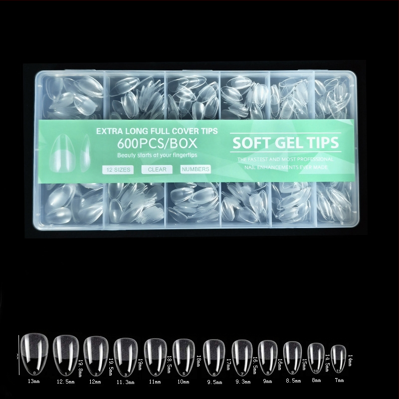 600 karbis küünekunsti küünetükki, volditud, jäljeta, nikerdamata, täiskleebisega, poolmatt, lühike, ruudukujuline, balleti kunstküüneplaaster