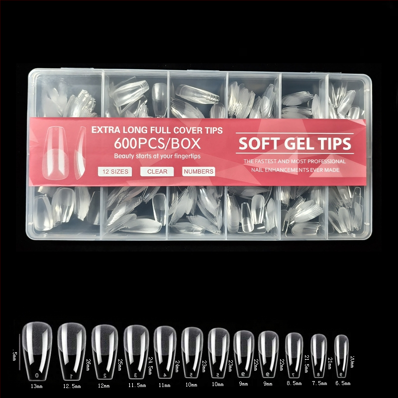 600 karbis küünekunsti küünetükki, volditud, jäljeta, nikerdamata, täiskleebisega, poolmatt, lühike, ruudukujuline, balleti kunstküüneplaaster