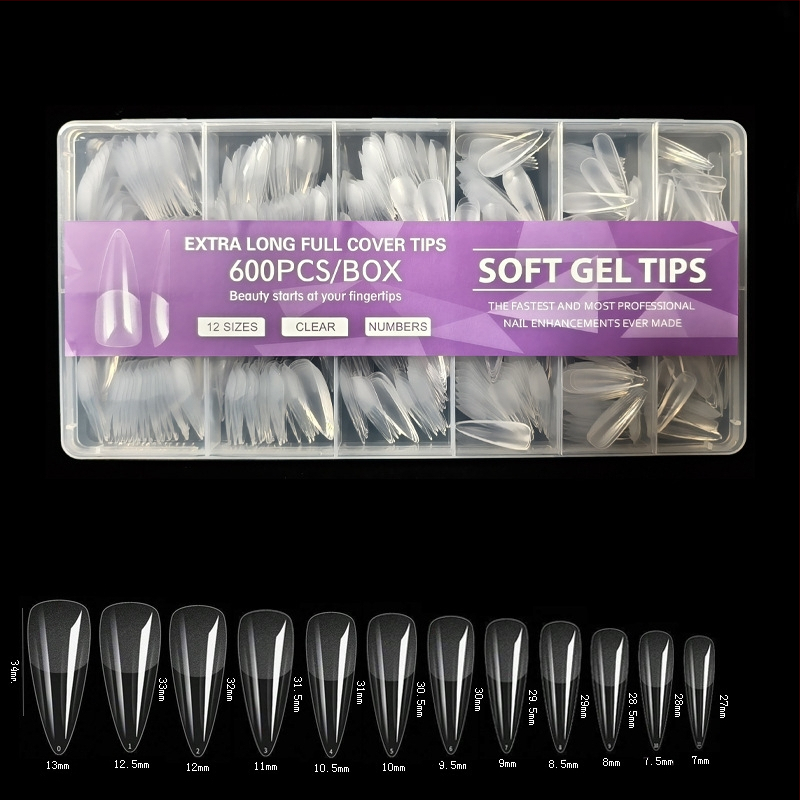 600 karbis küünekunsti küünetükki, volditud, jäljeta, nikerdamata, täiskleebisega, poolmatt, lühike, ruudukujuline, balleti kunstküüneplaaster