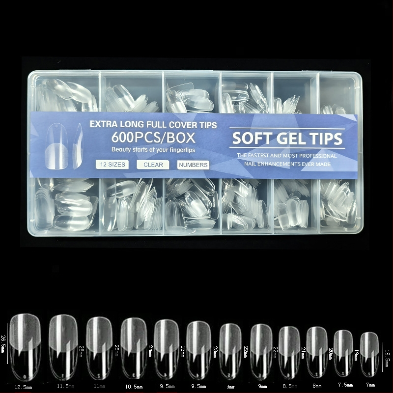 600 karbis küünekunsti küünetükki, volditud, jäljeta, nikerdamata, täiskleebisega, poolmatt, lühike, ruudukujuline, balleti kunstküüneplaaster