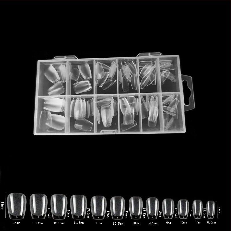 600 karbis küünekunsti küünetükki, volditud, jäljeta, nikerdamata, täiskleebisega, poolmatt, lühike, ruudukujuline, balleti kunstküüneplaaster