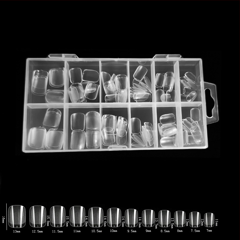 600 karbis küünekunsti küünetükki, volditud, jäljeta, nikerdamata, täiskleebisega, poolmatt, lühike, ruudukujuline, balleti kunstküüneplaaster