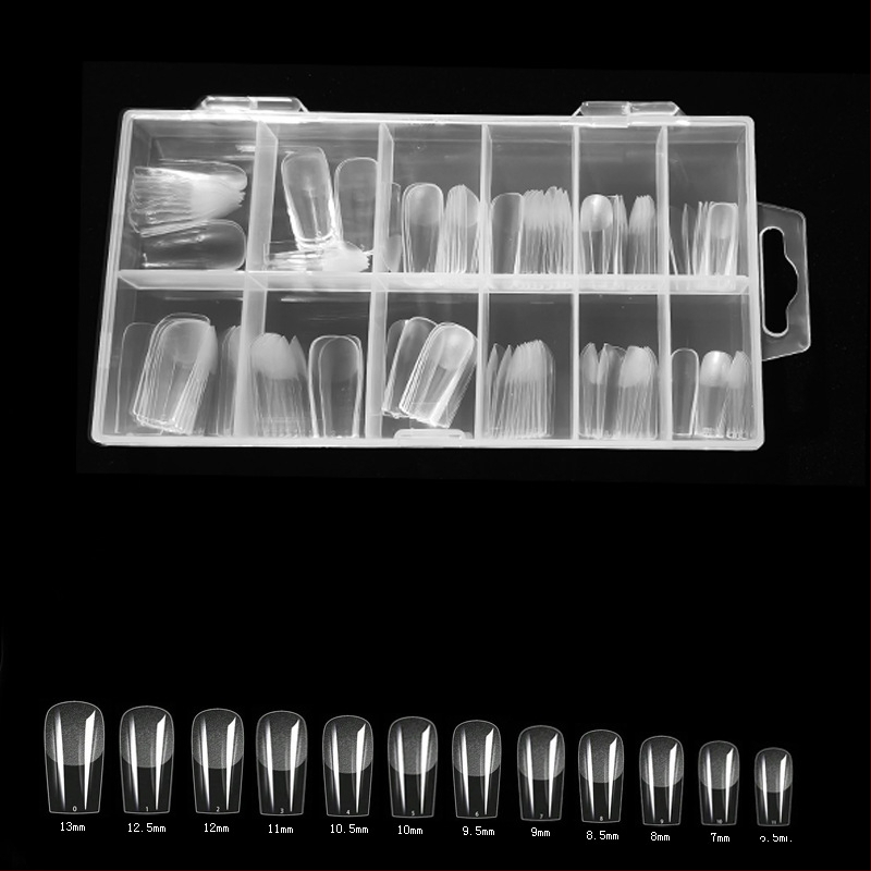 600 karbis küünekunsti küünetükki, volditud, jäljeta, nikerdamata, täiskleebisega, poolmatt, lühike, ruudukujuline, balleti kunstküüneplaaster