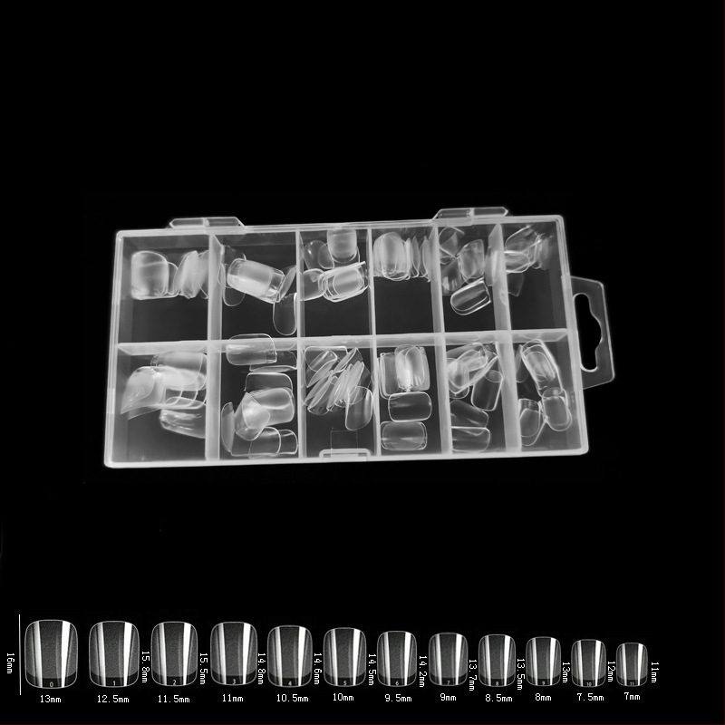 600 karbis küünekunsti küünetükki, volditud, jäljeta, nikerdamata, täiskleebisega, poolmatt, lühike, ruudukujuline, balleti kunstküüneplaaster