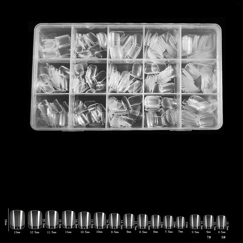 600 karbis küünekunsti küünetükki, volditud, jäljeta, nikerdamata, täiskleebisega, poolmatt, lühike, ruudukujuline, balleti kunstküüneplaaster