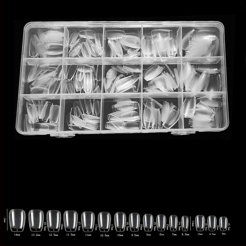 600 karbis küünekunsti küünetükki, volditud, jäljeta, nikerdamata, täiskleebisega, poolmatt, lühike, ruudukujuline, balleti kunstküüneplaaster