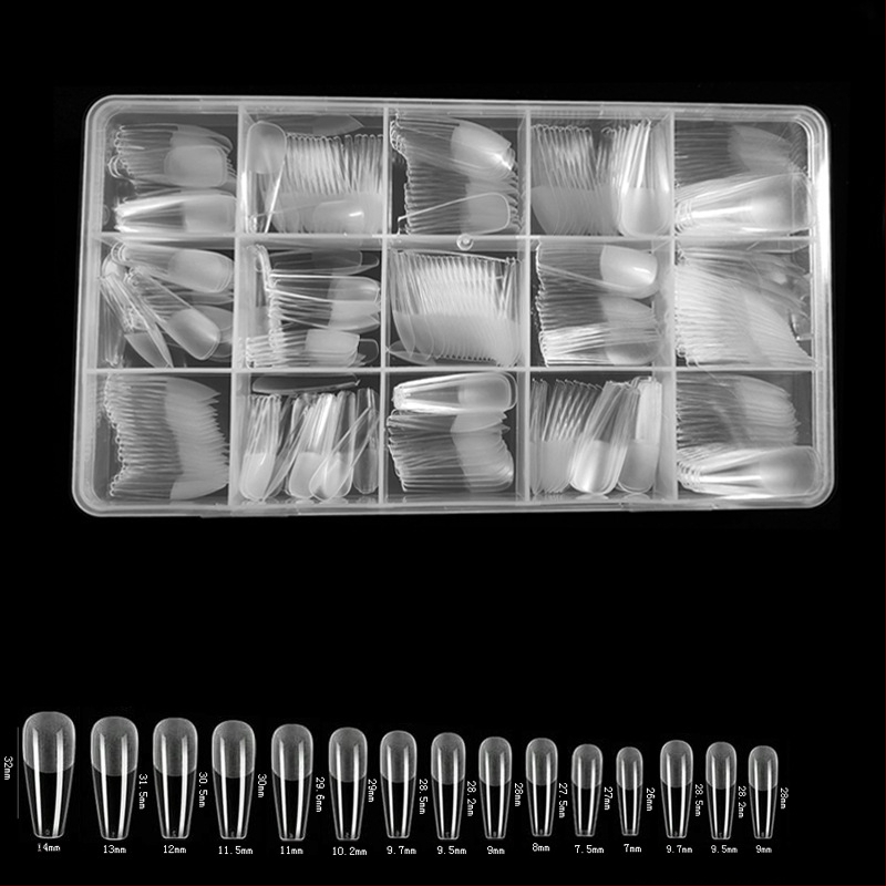 600 karbis küünekunsti küünetükki, volditud, jäljeta, nikerdamata, täiskleebisega, poolmatt, lühike, ruudukujuline, balleti kunstküüneplaaster