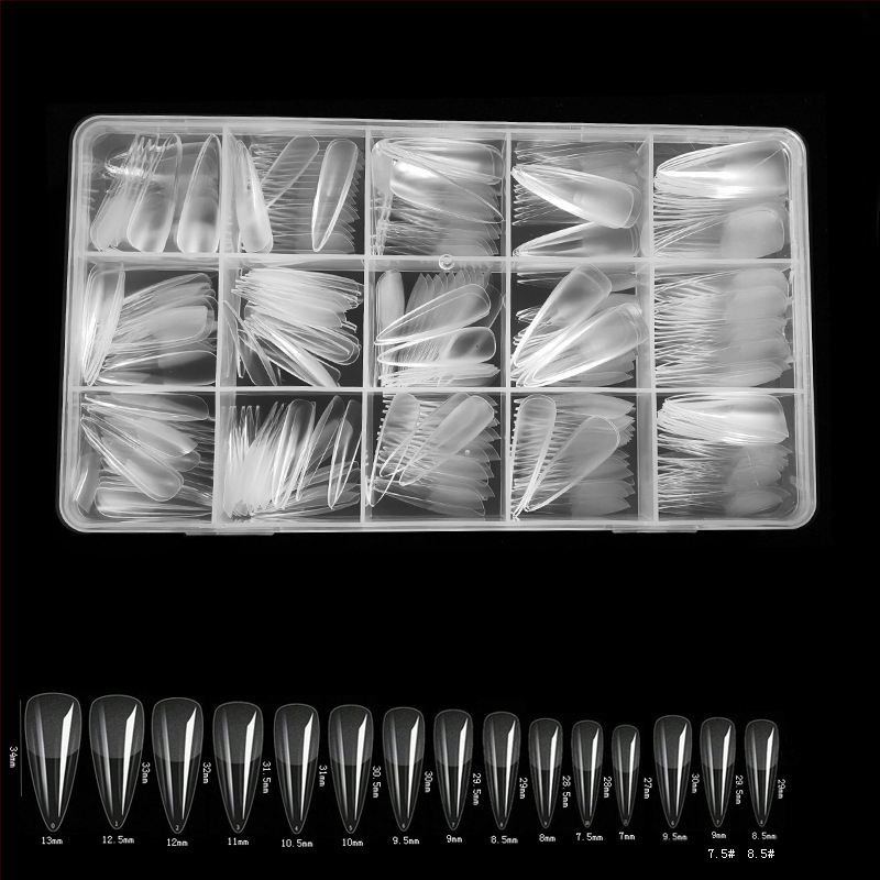 600 karbis küünekunsti küünetükki, volditud, jäljeta, nikerdamata, täiskleebisega, poolmatt, lühike, ruudukujuline, balleti kunstküüneplaaster