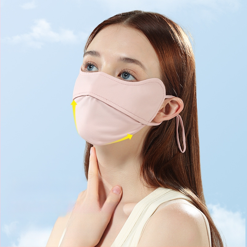 Γυναικεία Μάσκα Αντηλιακής Προστασίας για Γωνία Ματιών, Αναπνέουσα, Καλοκαιρινή, Αντι-υπεριώδης, Ντεγκραντέ, Πάγος, Μεταξωτή Στερεοφωνική Μάσκα Σκίασης UPF50