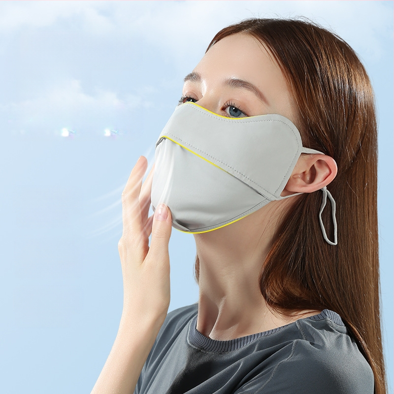 Γυναικεία Μάσκα Αντηλιακής Προστασίας για Γωνία Ματιών, Αναπνέουσα, Καλοκαιρινή, Αντι-υπεριώδης, Ντεγκραντέ, Πάγος, Μεταξωτή Στερεοφωνική Μάσκα Σκίασης UPF50