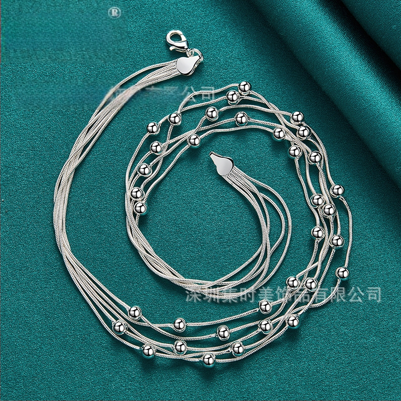 Огърлица West Lake Beauty Геометрична метална с мъниста