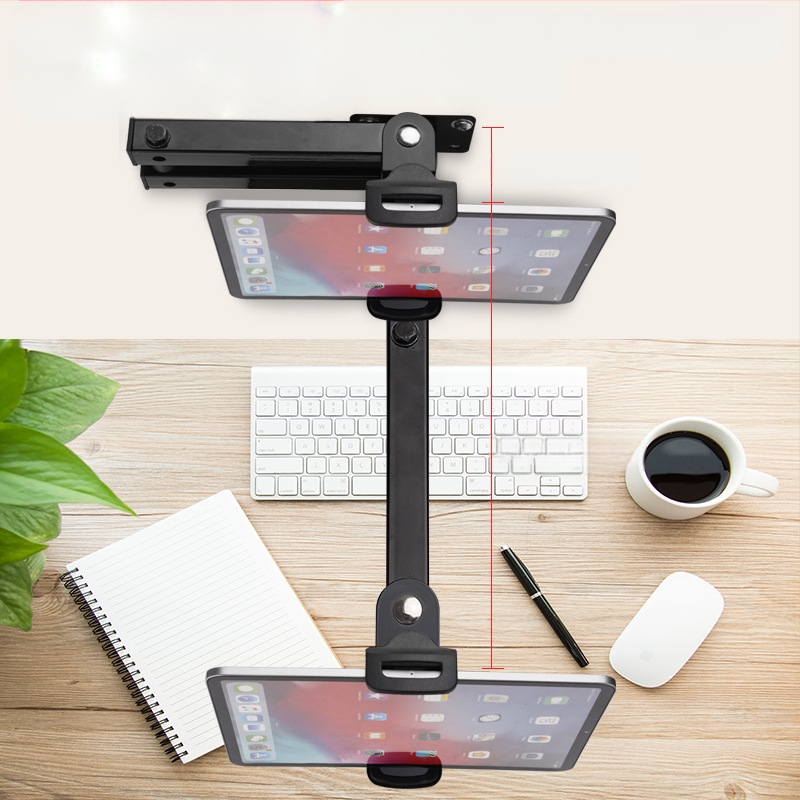 Tablettatartó összecsukható vízszintes varázs-karos falra szerelhető tartó, kétszakaszos kialakítás (Model GMS-22; csőátmérő 25 mm; tömeg 725 g; összecsukható típus)