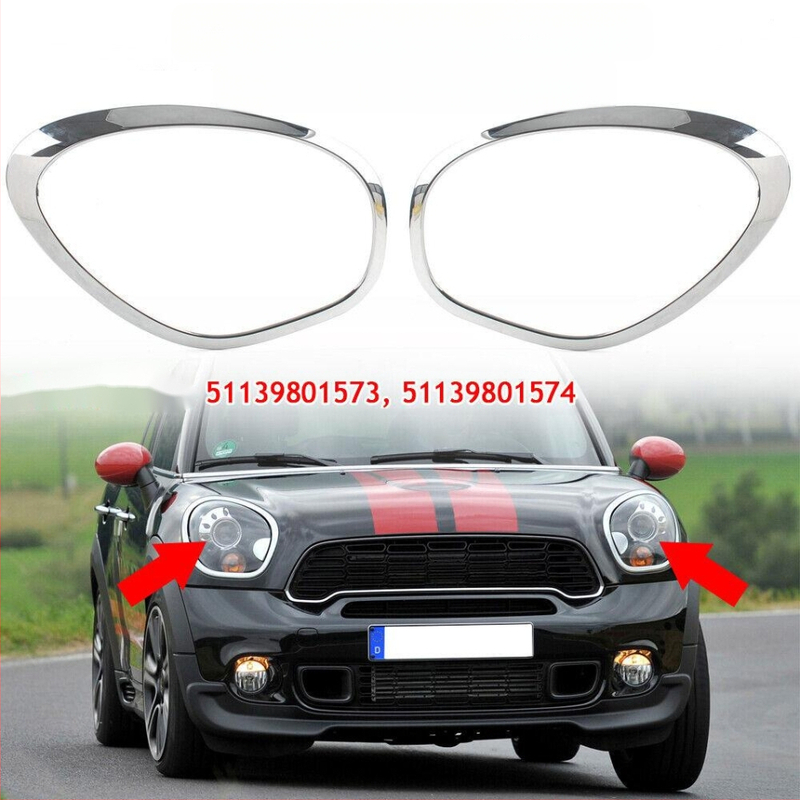 KAIZDE ABS Elektroplatinto dekoratyvinis priekinio žibinto rėmas BMW MINI R60/R61 (Modeliai 51139801573/51139801574/51139813823/51139813824)