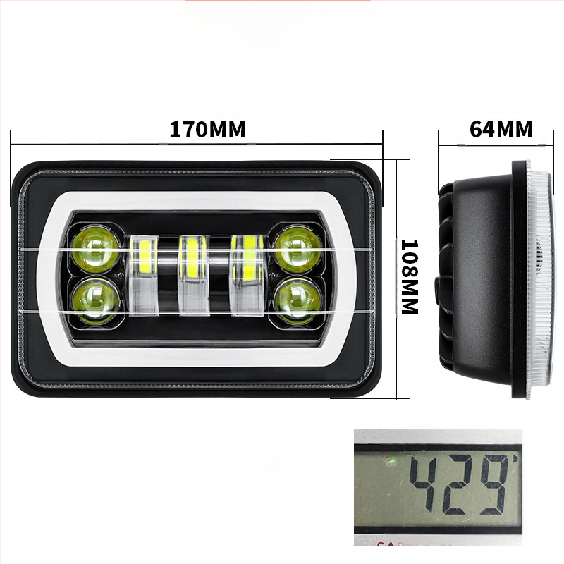 LED darbo šviesa automobiliams ir sunkvežimiams su dviejų spalvų Angel Eye DRL ir posūkio signalu, 55W, 9-36V, 80000 lm, 50000 h, 7 LED