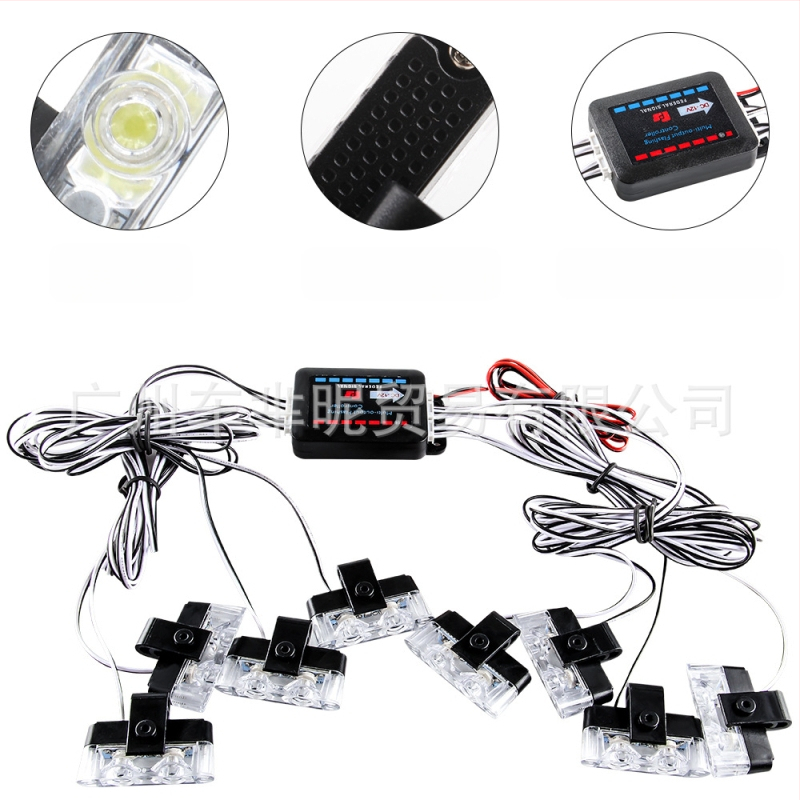 Sõiduki restide LED hoiatusvalgus juhtmevaba kaugjuhtimisega, kaks LED-d, 1-8 LED konfiguratsioon, ABS+LED (12V, 16W, 0.3A)