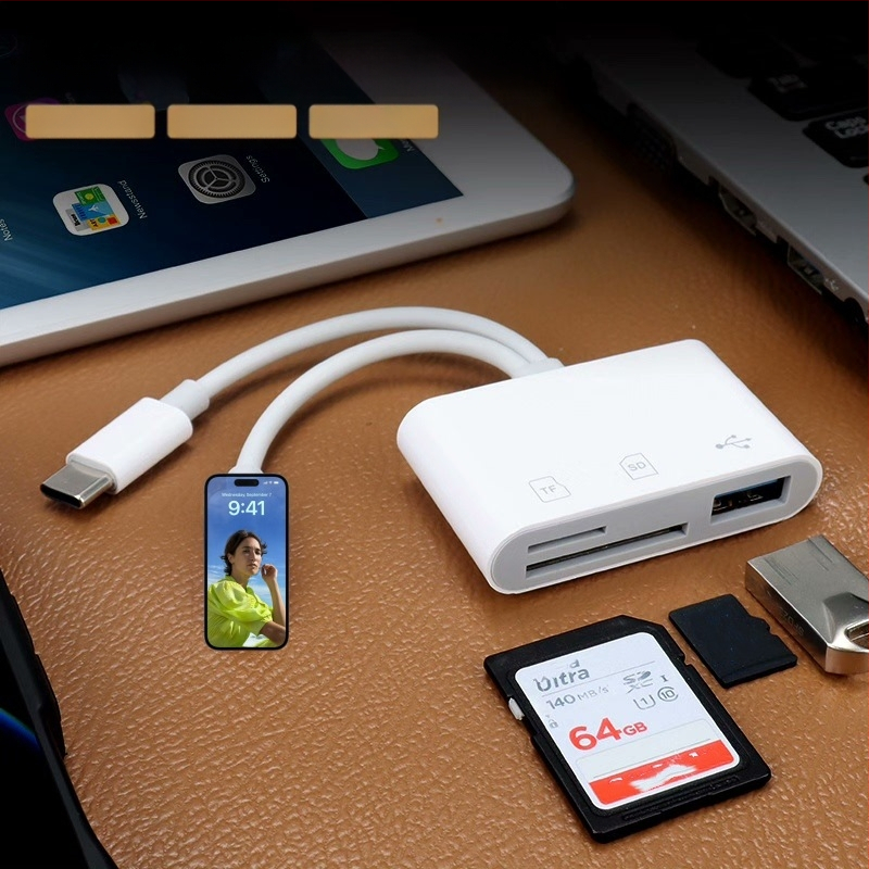 Type-C OTG 3-in-1 kaardi lugeja SD/TF ja USB-kaamerale