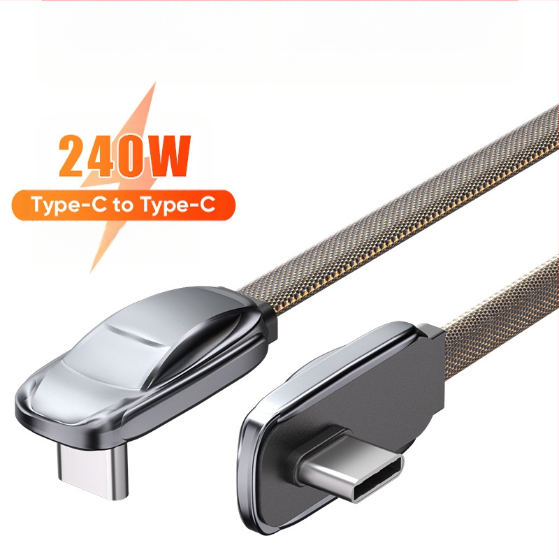 Type-C automobilių įkrovimo laidas, pintas, L formos, 48V5A, vienas galas