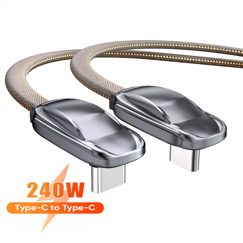 Type-C automobilių įkrovimo laidas, pintas, L formos, 48V5A, vienas galas