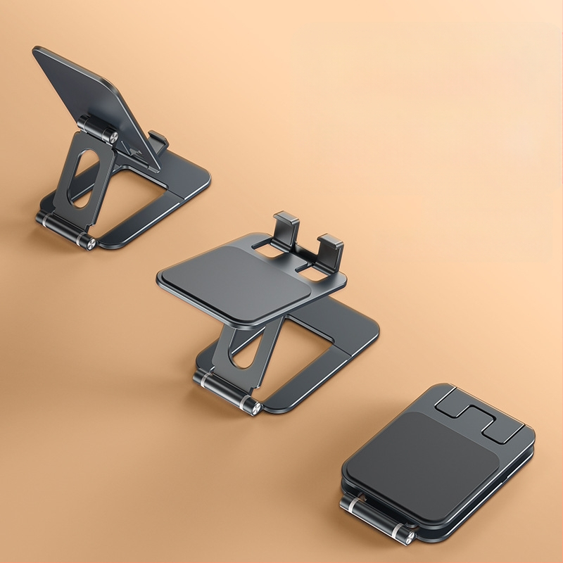 Десктоп държач за телефон и таблет – сгъваем, преносим, алуминиева сплав със силикон против приплъзване, стабилна поддръжка за лайв предавания и учене