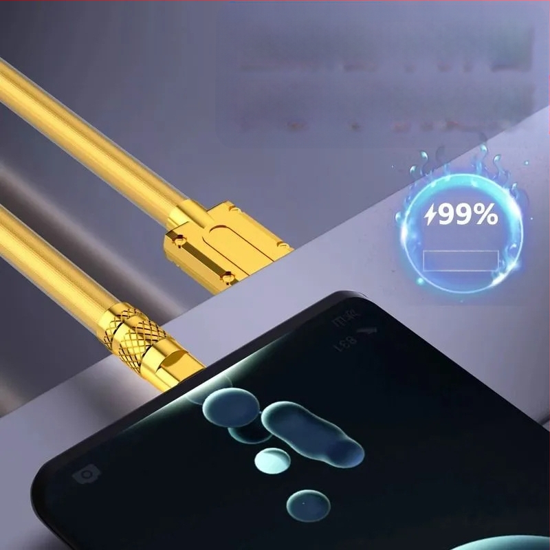 3-в-1 кабел за данни с Lightning, Micro USB и Type-C – PVC кабел за бързо зареждане, с едно гнездо