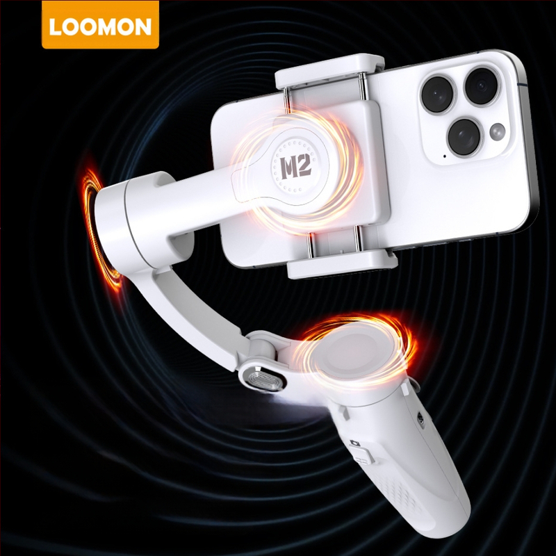 M2 mobilo tālruņa gimbals: rokas stabilizators ar trim asīm, AI sejas atpazīšana, Bluetooth, ABS