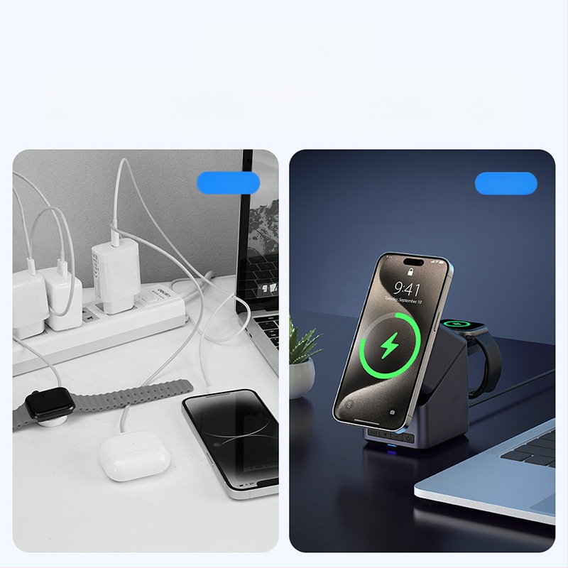 Belaidis įkroviklis su 180° prisilietimo reguliavimu, keturių funkcijų besisukantis laikiklis, magnetinis belaidis įkrovimas, išvestis 5–15W