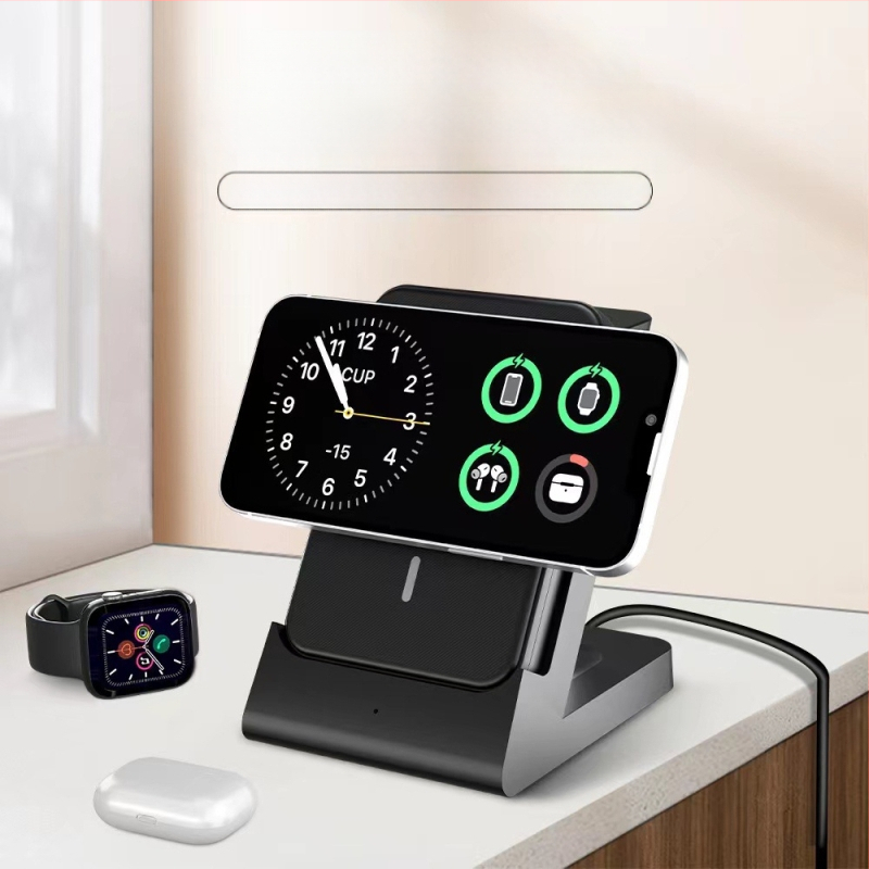 Atsiejamas 4-in-1 belaidžio įkroviklio telefonui, laikrodžiui ir ausinėms — 15W, QC3.0, magnetinis įkrovimas, 2A/3A/5A išvestis