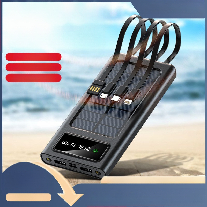 Kantav päikesepatareiga akupank Li-Polümeerakuga, QC2.0, 10W laadimine, 5V sisend, kaasas andmekaabel