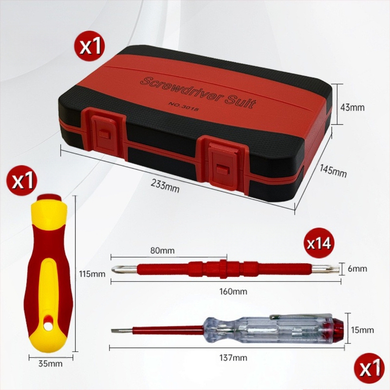 Tonghe 29-in-1 isoleeritud kruvikeerajate komplekt, magnetilised otsikud kroom-vanaadiumi terasest, elektrikuteks ja kodukorrale.