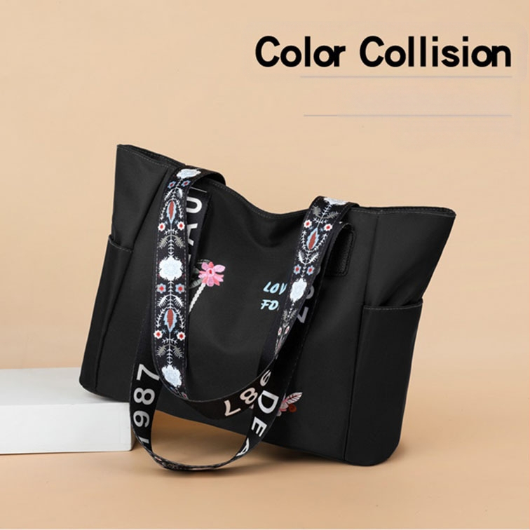 Suurmahuline Oxfordi tekstiilist käekott, õmmeldud kujundusega, aluse ja külgedega, kohandatav