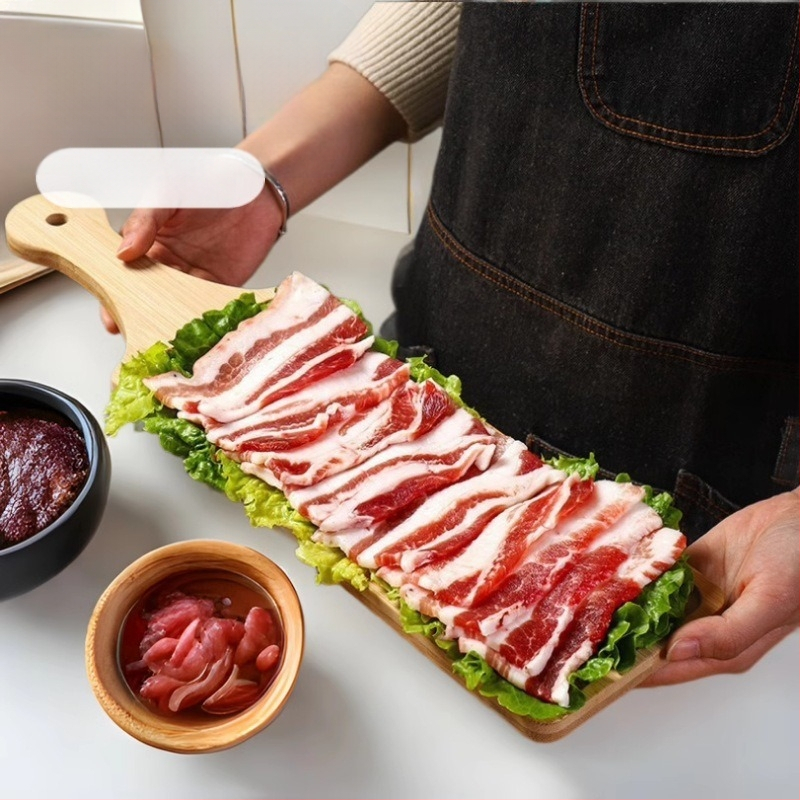 Bambuko serviravimo padėklas garnyrams prie Hot Pot – kvadratinės formos, prekinis ženklas Bamboo Maple Forest, su spaudžiamu logotipu ir pritaikymu