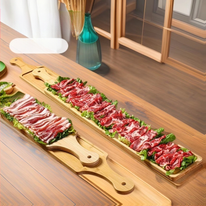 Bambuko serviravimo padėklas garnyrams prie Hot Pot – kvadratinės formos, prekinis ženklas Bamboo Maple Forest, su spaudžiamu logotipu ir pritaikymu