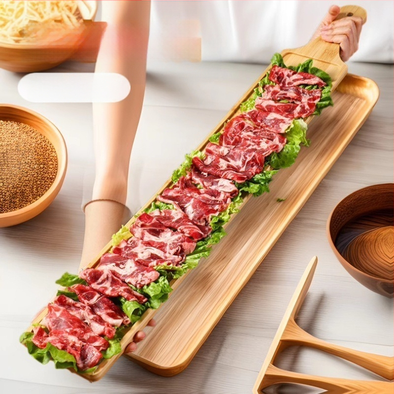 Bambuko serviravimo padėklas garnyrams prie Hot Pot – kvadratinės formos, prekinis ženklas Bamboo Maple Forest, su spaudžiamu logotipu ir pritaikymu