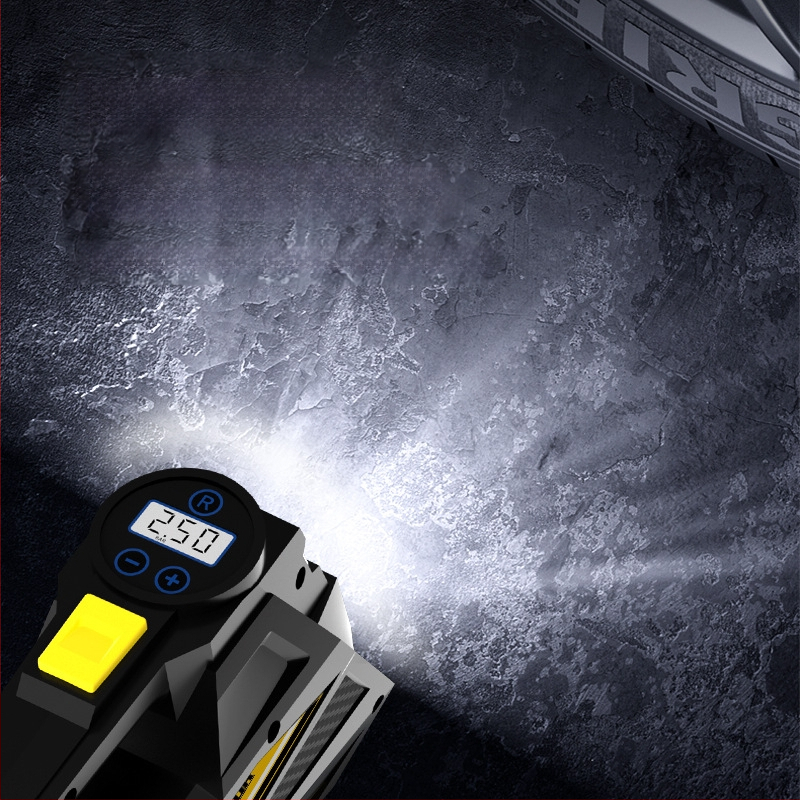 Automobilio padangų pripūtėjas su skaitmeniniu ekranu ir apšvietimu — DC12V, 100W, 35 L/min, 3 m laidas, vieno cilindro