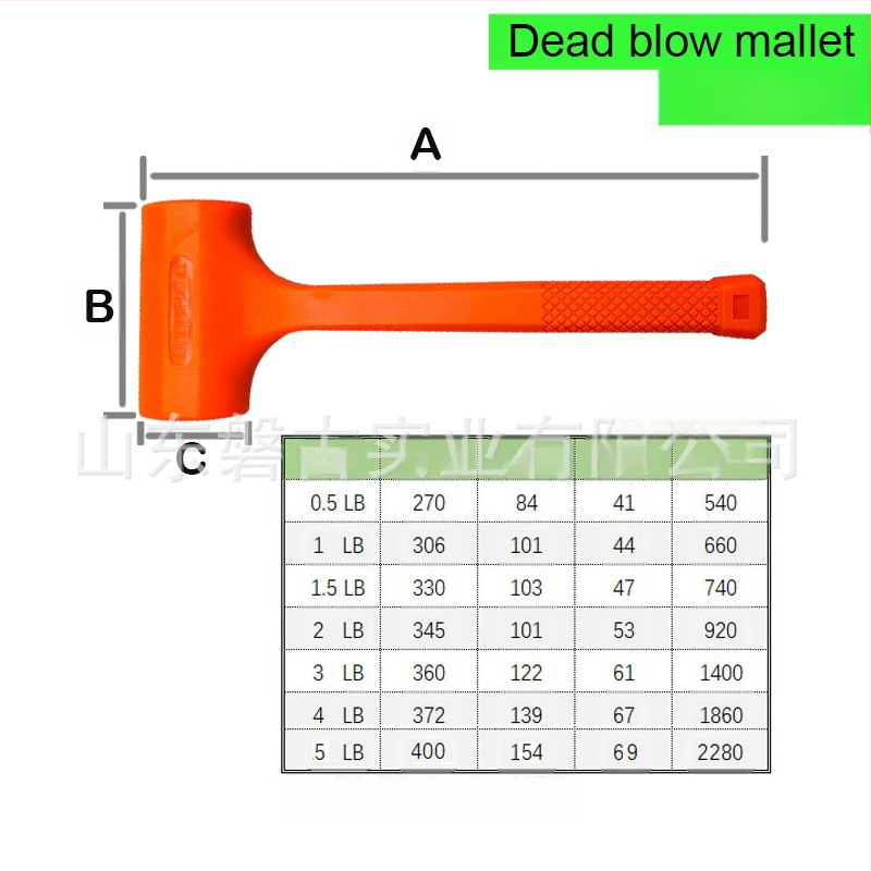 Guminis plaktukas su PVC galva ir plastine rankena pramonės įrangos montavimui ir statybų vietoms — smūgiams atsparus