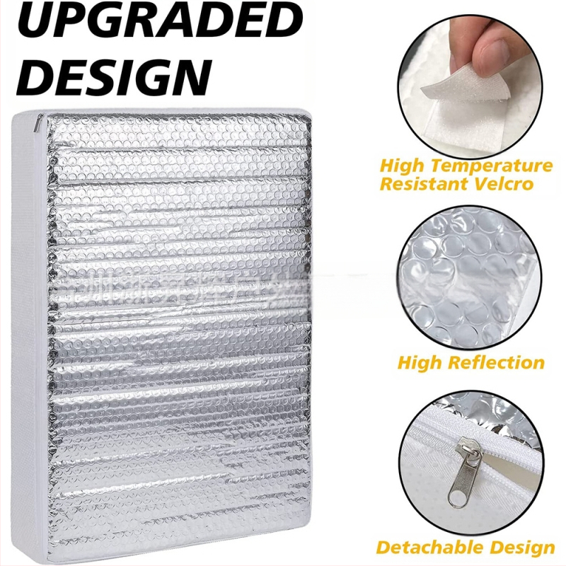 Husă de umbire pentru luminator RV - folie de aluminiu; montaj Card-in; greutate 200 g; potrivit pentru acoperiș; imprimare logo disponibil