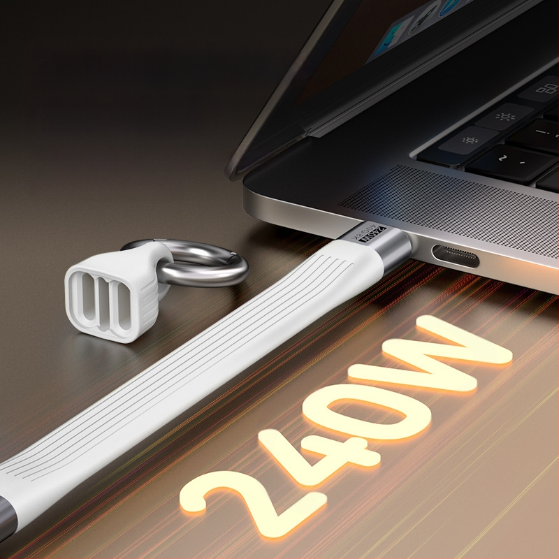 USB-C кабел PD240W с бързо зареждане, USB-C интерфейс, с един конектор, алуминиева сплав + TPE + FPC