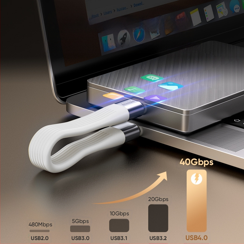 USB-C кабел PD240W с бързо зареждане, USB-C интерфейс, с един конектор, алуминиева сплав + TPE + FPC