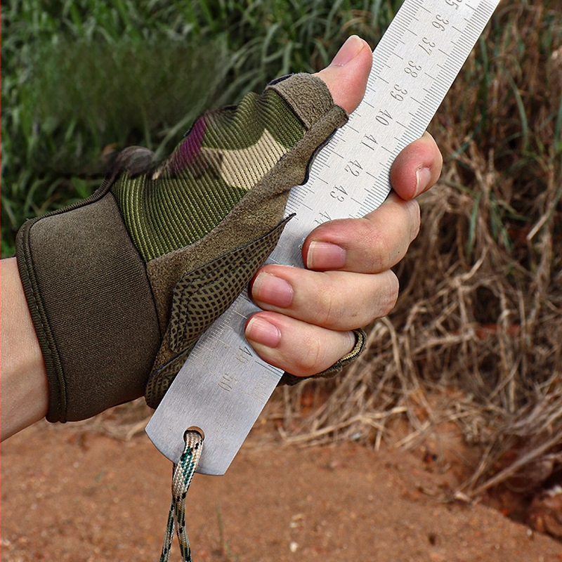 Мултифункционален метален измервателен прът за автомобил – ръчно изработен, неръждаема стомана, закалена кована стомана, самозащита