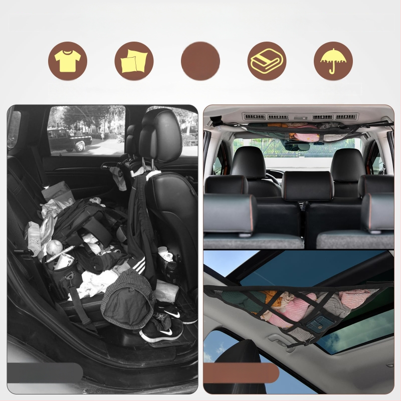 Autó belső tető Cargo háló, dupla rétegű, személyre szabható privát címkével; alkalmas utazásokhoz és használatra műhelyekben, raktárakban