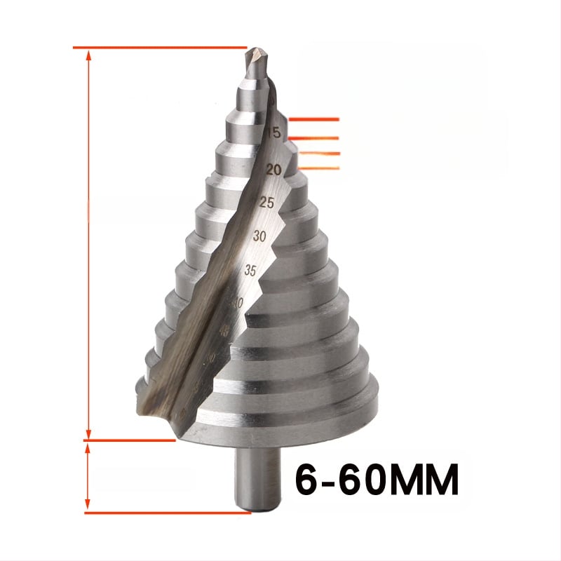 Стъпково свредло със спирални канали, пагода стил, модел 4241, триъгълен хвостовик, HSS, обща дължина 110 мм, 86° ъгъл на върха