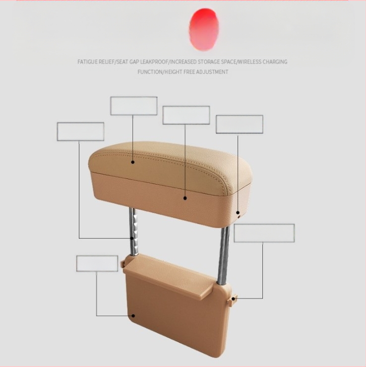 Automobilio porankio dėklas, oda, belaidis įkrovimas, tarpsėdžių saugojimo vieta