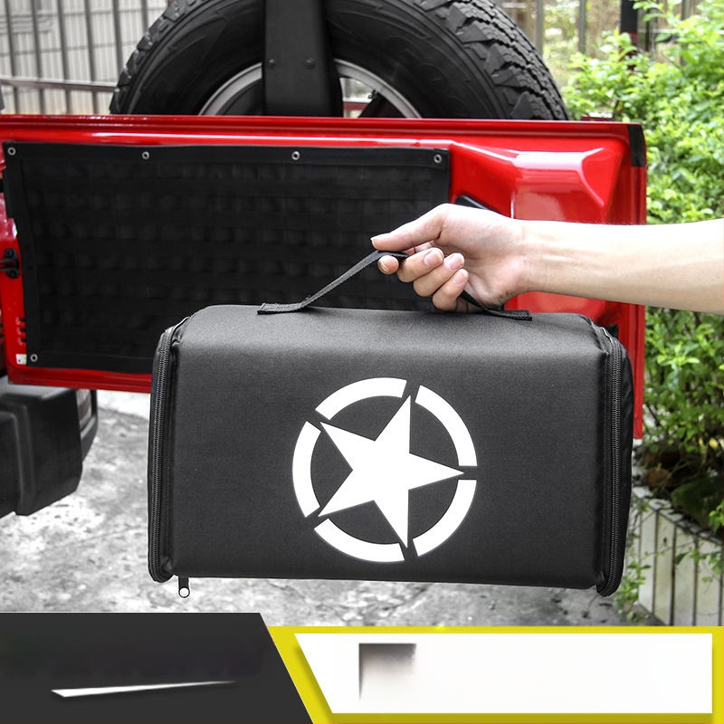 Bagažinės dangčio organizatorius Jeep Wrangler ir BJ40 Plus, atsparus suspaudimui, su logotipo spausdinimo galimybe
