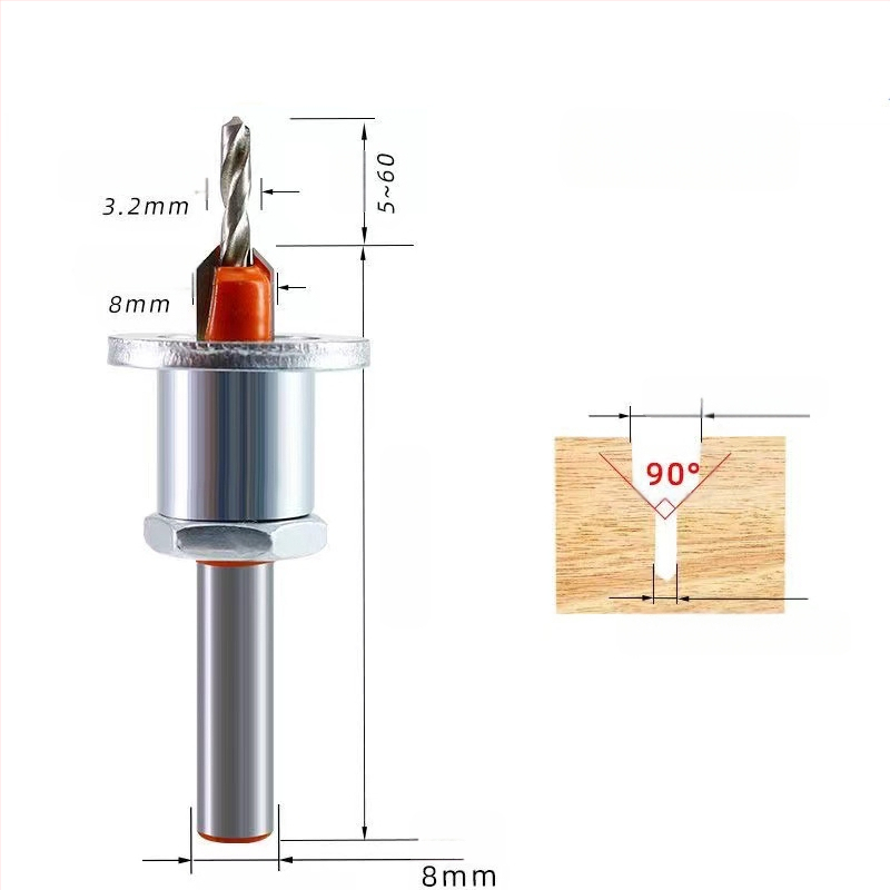 Дърводелско сплавно стъпково свредло с конусно дупчене и потапяща глава за винтове