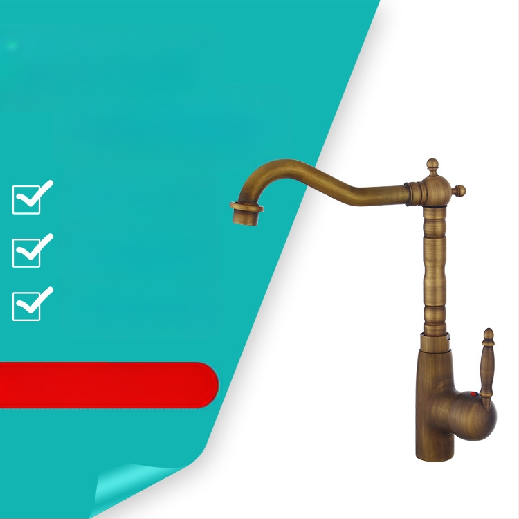 Visiškai varinis praustuvo čiaupas, Europos stiliaus senovinis dizainas, su pasukamu snapu, skirtas staliniam ir po staliniu įrenginiui (Medžiaga: varis; Funkcija: maišytuvas; Montavimas: ant stalviršio; Įėjimo/išėjimo vamzdžio skersmuo: 6; Vožtuvo sėdimos